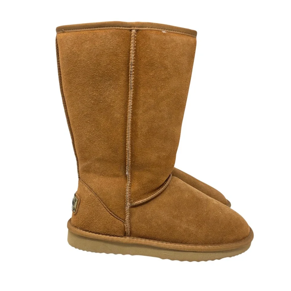 AUSLAND Women's Classic Winter Snow Boots Brown‎ Suede Fur Lined Tall 9.5